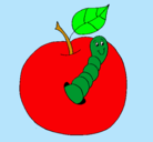 Dibujo Manzana con gusano pintado por an1028