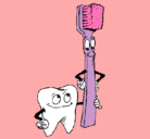Dibujo Muela y cepillo de dientes pintado por ANA