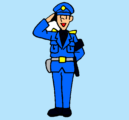Policía saludando