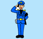 Dibujo Policía saludando pintado por christian
