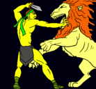 Dibujo Gladiador contra león pintado por leonVSgii