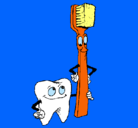 Dibujo Muela y cepillo de dientes pintado por pinguino00