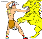 Dibujo Gladiador contra león pintado por daniel