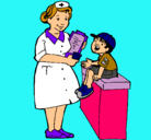 Dibujo Enfermera y niño pintado por lorena