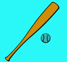 Dibujo Bate y bola de béisbol pintado por bate