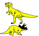 Dibujo Triceratops y tiranosaurios rex pintado por steven