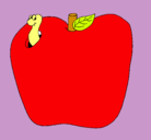 Dibujo Gusano en la fruta pintado por .0alexia