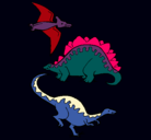 Dibujo Tres clases de dinosaurios pintado por Maciel