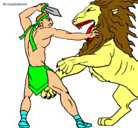 Dibujo Gladiador contra león pintado por nahuelyakin