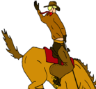 Dibujo Vaquero en caballo pintado por Valeria
