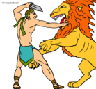 Dibujo Gladiador contra león pintado por Andreyna