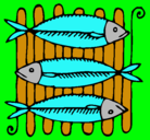 Dibujo Pescado a la brasa pintado por sardina