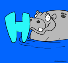 Dibujo Hipopótamo pintado por loki