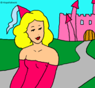 Dibujo Princesa y castillo pintado por viki