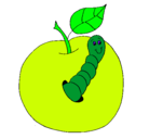 Dibujo Manzana con gusano pintado por deyaneira