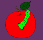 Dibujo Manzana con gusano pintado por paula10record