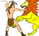 Dibujo Gladiador contra león pintado por jaimeantoniomoralesa.