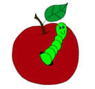 Dibujo Manzana con gusano pintado por MICHELLE