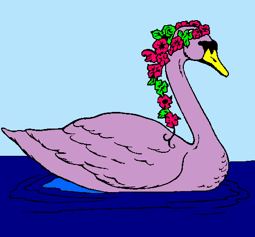 Cisne con flores