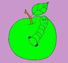 Dibujo Manzana con gusano pintado por SIMON