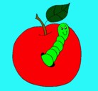 Dibujo Manzana con gusano pintado por rogers