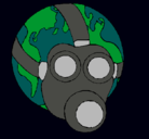 Dibujo Tierra con máscara de gas pintado por pablobuendia