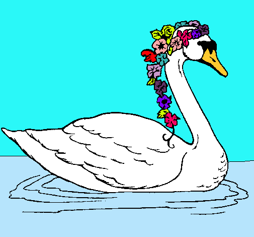 Cisne con flores