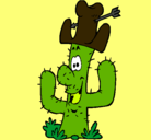Dibujo Cactus con sombrero pintado por zacatillo