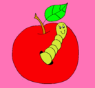 Dibujo Manzana con gusano pintado por miriannogales