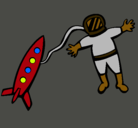 Dibujo Cohete y astronauta pintado por luli