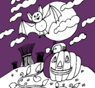 Dibujo Paisaje de Halloween pintado por vela