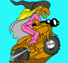 Dibujo Bruja en moto pintado por laura