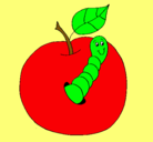 Dibujo Manzana con gusano pintado por teresa