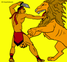 Dibujo Gladiador contra león pintado por jardel