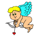Dibujo Cupido pintado por paloma