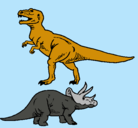 Dibujo Triceratops y tiranosaurios rex pintado por ricardolovera
