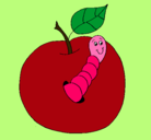 Dibujo Manzana con gusano pintado por zaimir