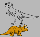 Dibujo Triceratops y tiranosaurios rex pintado por Lucas
