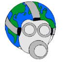 Dibujo Tierra con máscara de gas pintado por mari