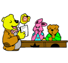 Dibujo Profesor oso y sus alumnos pintado por biancayyaz