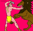 Dibujo Gladiador contra león pintado por ana