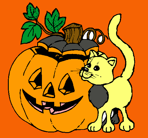 Calabaza y gato