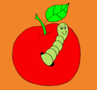 Dibujo Manzana con gusano pintado por may