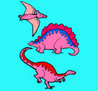 Dibujo Tres clases de dinosaurios pintado por ANGELES