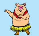 Dibujo Cerdo hawaiano pintado por selena
