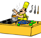 Dibujo Cocinero en la cocina pintado por braian