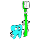 Dibujo Muela y cepillo de dientes pintado por CHIP