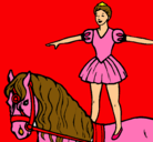 Dibujo Trapecista encima de caballo pintado por Lucia