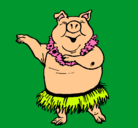Dibujo Cerdo hawaiano pintado por AGOSYari
