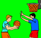 Dibujo Jugador defendiendo pintado por amigosdebasquetbol